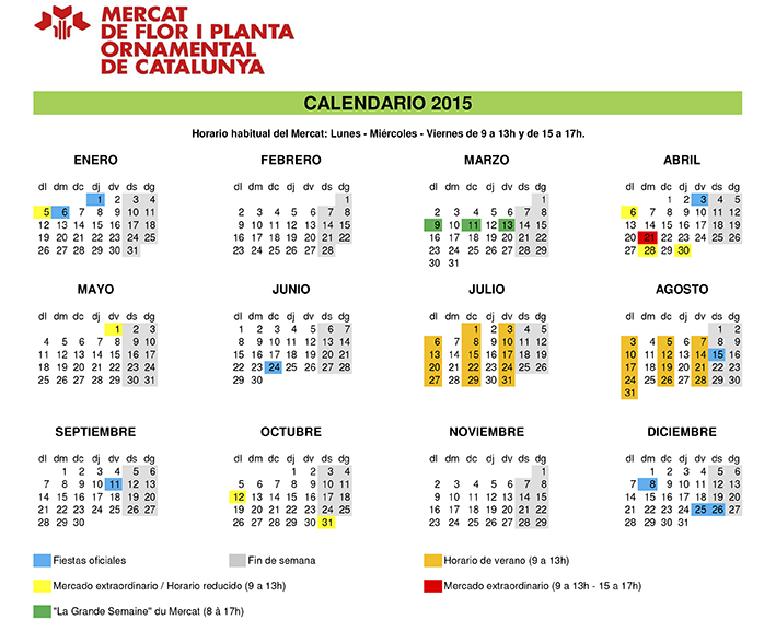 Calendario Venta Directa 2015