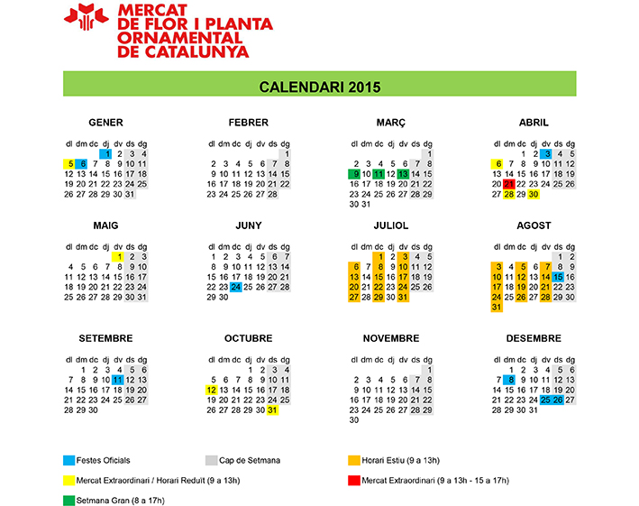 Calendari 2015 mercats i venda